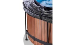 EXIT Wood pool ø360x122cm with dome and sand filter pump - brown