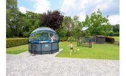 EXIT Wood pool ø360x122cm with dome and sand filter pump - brown