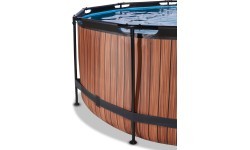 EXIT Wood pool ø360x122cm with sand filter pump - brown