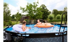 EXIT Wood pool ø360x122cm with sand filter pump - brown
