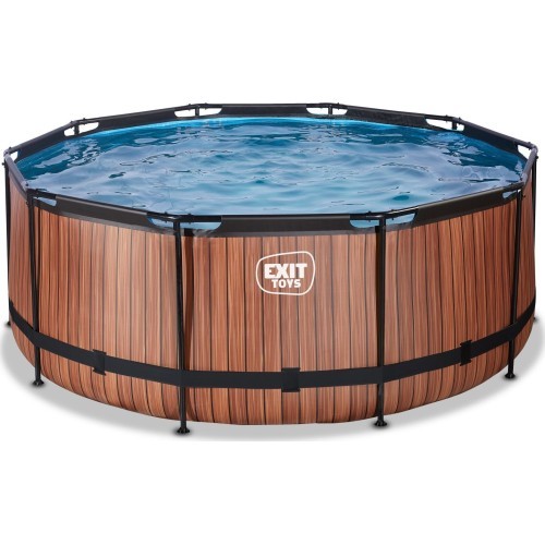 EXIT Wood pool ø360x122cm with filter pump - brown