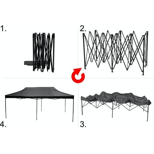 Party tent scissor 3x6m grey WATERPROOF