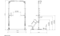 Half-rack cage (pull-up bar with stands and handrails + landmine handle) MS-U115 2.0 - Marbo Sport