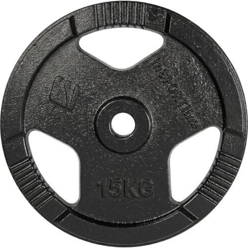 Čuguna svaru disks inSPORTline Hamerton, melns, 15 kg, 30 mm