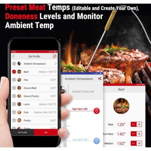 Digital wireless rechargeable Bluetooth food thermometer with 4 probes ThermoPro TP25W