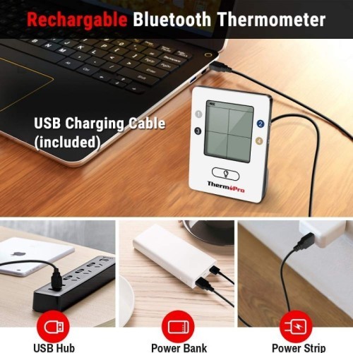 Digital wireless rechargeable Bluetooth food thermometer with 4 probes ThermoPro TP25W