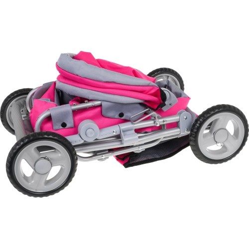 Lelļu ratiņi 2-in-1, rozā