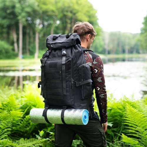 Taktiskā mugursoma Nils Camp Magnum NC1785, 100 l, melna