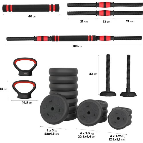 SGN140 Pro Set 6 vienā svaru komplekts, 2 daļas, 40 kg HMS
