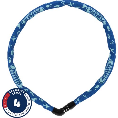 Slēdzene ABUS Steel-O-Chain™ 4804C/75 Blue Symbols // ķēde, 75 cm (zila)