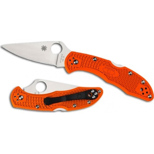 Folding Knife Spyderco C11FPOR Delica 4, Flat Ground, Orange