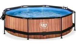 EXIT Wood pool ø300x76cm with dome and filter pump - brown