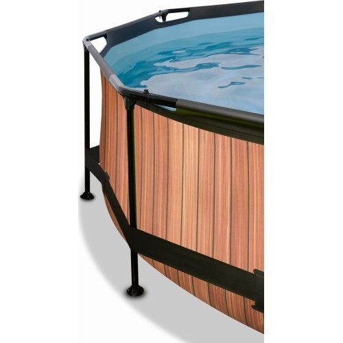 EXIT Wood pool ø300x76cm with dome and filter pump - brown