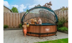 EXIT Wood pool ø300x76cm with dome and filter pump - brown