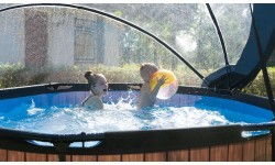 EXIT Wood pool ø244x76cm with filter pump and dome - brown