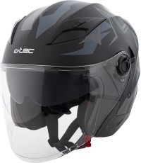 Open-Face Helmet W-TEC Barcela Vermella - Black and grey
