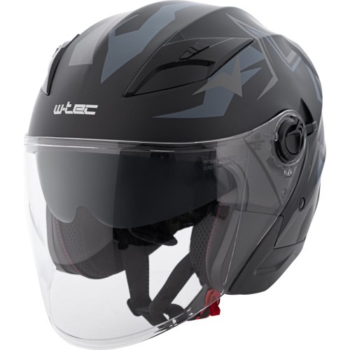 Open-Face Helmet W-TEC Barcela Vermella - Black and grey