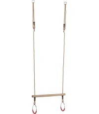 wooden ring trapeze with metal ring