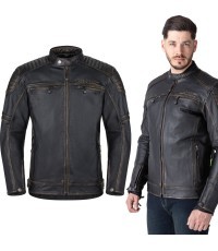 Leather Motorcycle Jacket W-TEC Mungelli EVO - Vintage černo-hnědá
