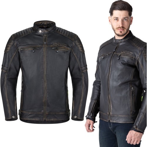 Leather Motorcycle Jacket W-TEC Mungelli EVO - Vintage černo-hnědá