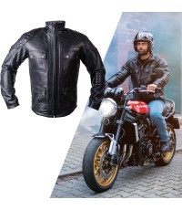Ādas motocikla jaka W-TEC Valebravo - Melna