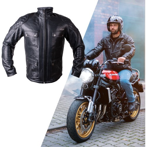Leather Motorcycle Jacket W-TEC Valebravo - Black