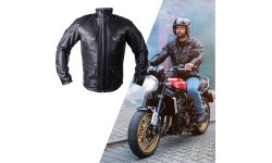 Leather Motorcycle Jacket W-TEC Valebravo - Black