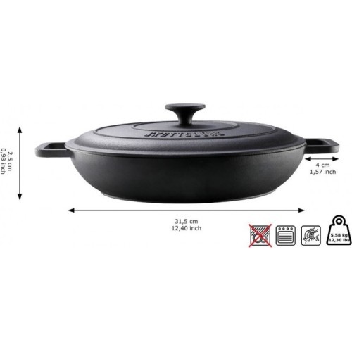 Čuguna katls ar vāku Skottsberg skillet 3l