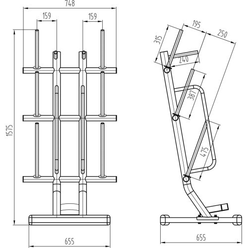 STR40 WEIGHT AND BARBELL TRAINING PUMP RACK COMMERCIAL HMS