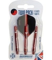 Šautriņu kātiņu un spārniņu komplekts Harrows Twin Pack Medium - Sarkans