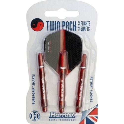 Šautriņu kātiņu un spārniņu komplekts Harrows Twin Pack Medium - Sarkans