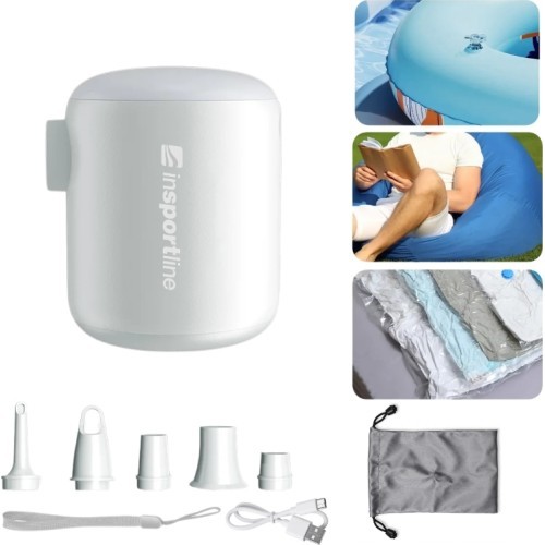 Multifunctional Mini Pump w/ Light inSPORTline Karlston - White
