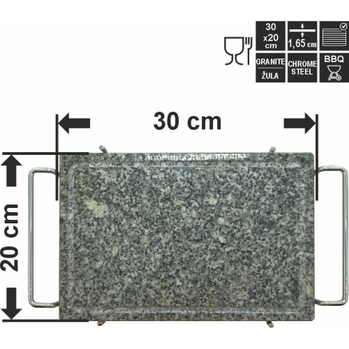 Гранитная плита для гриля GRANIT L с желобком и держателем, 30x20x1,65 см
