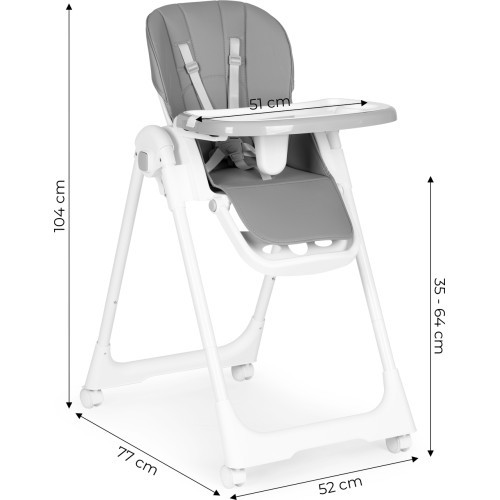 Feeding chair height adjustment eco leather straps double tray