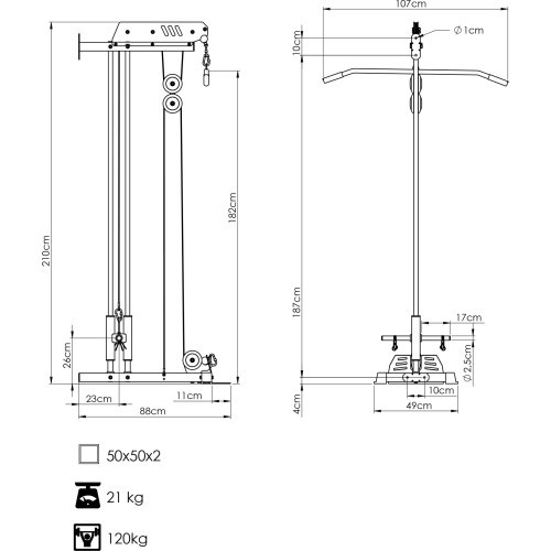 Wall lift on 2 guides MS-W103 2.0 - Marbo Sport