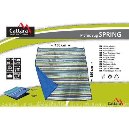 Одеяло для пикника Cattara Spring - сине-полосатое 150 x 150 см