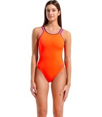 Женский слитный купальник Double Cross Back Bright Coral-Plum-Very Fuchsia 34 - 499