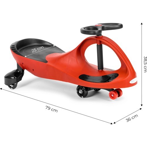 Bērnu gravitācijas transportlīdzeklis ar LED riteņiem, sarkans ECOTOYS