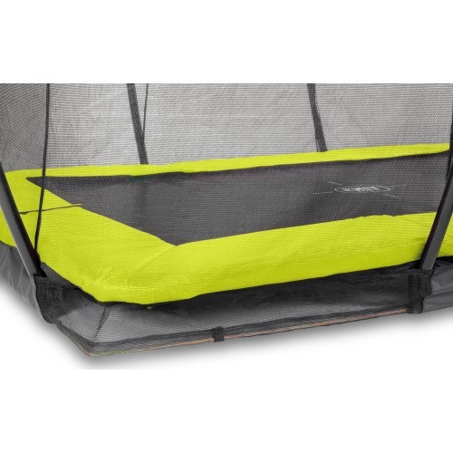 EXIT Silhouette ground trampoline 244x366cm with safety net - green Outdoor Rectangular Coil spring Sunken trampoline
