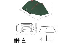 Kempinga telts Nils Camp Rocker NC6013, zaļi sarkana