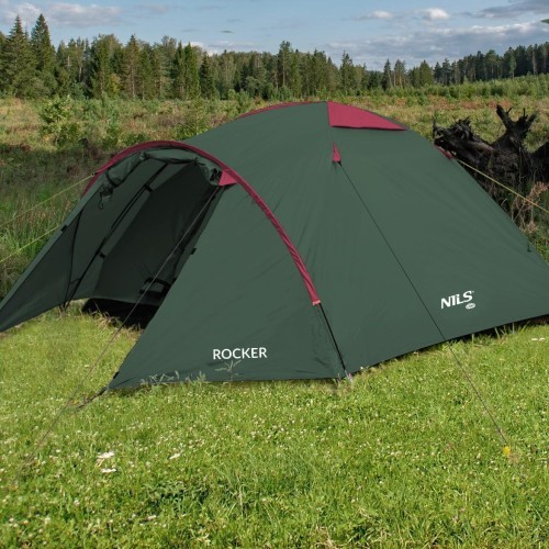 Kempinga telts Nils Camp Rocker NC6013, zaļi sarkana