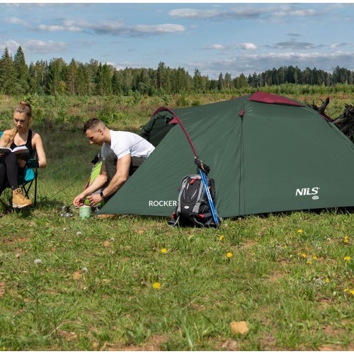 Кемпинговая палатка Nils Camp Rocker NC6013, зелено-красная