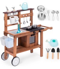 Outdoor mud kitchen for children with accessories fir wood ECOTOYS
