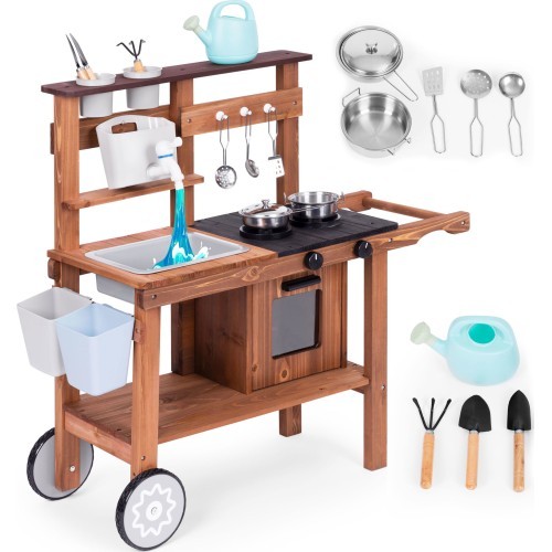 Уличная грязевая кухня для детей с аксессуарами, еловое дерево ECOTOYS