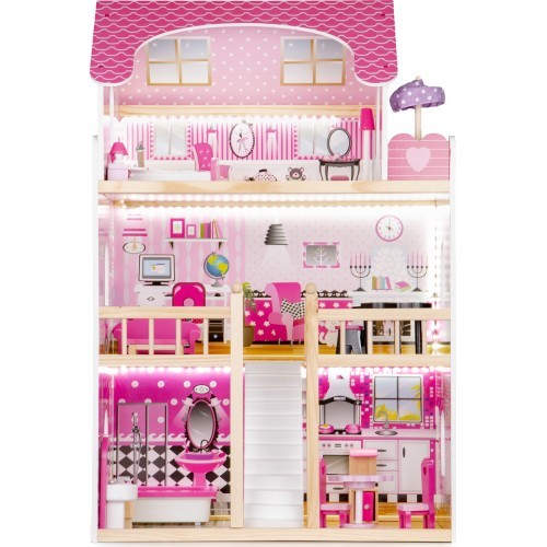 Wooden doolhouse with Furniture and LED EcoToys