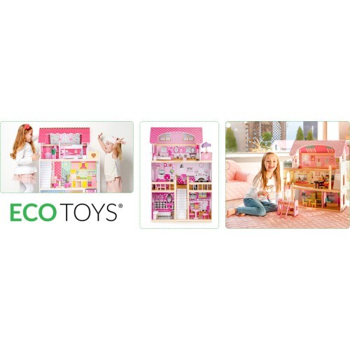 Wooden doolhouse with Furniture and LED EcoToys