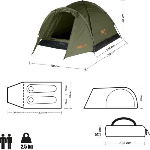 Kempinga telts Nils Camp Hiker NC6010, haki