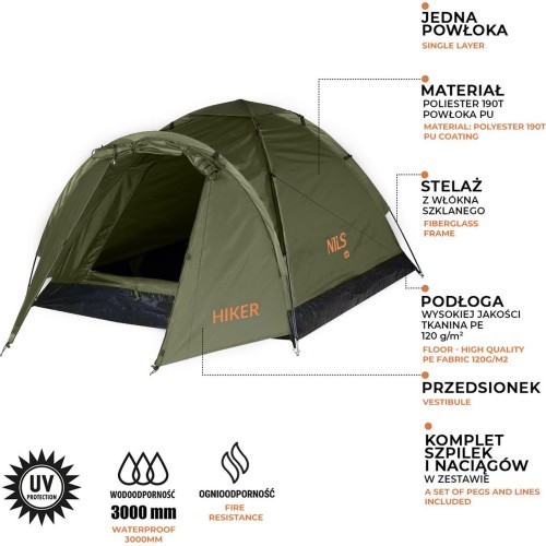 NC6010 KHAKI NILS CAMP HIKER CAMPING TENT
