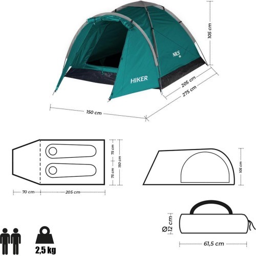 Зеленая туристическая палатка Hiker NC6010 Nils Camp