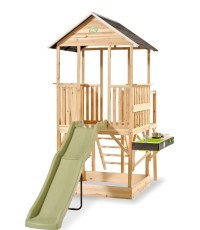 EXIT Panorama 550 wooden playhouse with slide, mud kitchen and sandpit